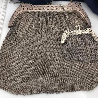 Sterling silver mesh vintage bag and purse 244 g