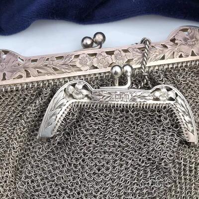Sterling silver mesh vintage bag and purse 244 g