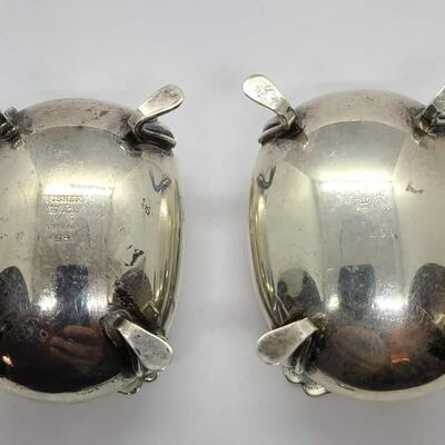 2 vintage 925 sterling fisher salt cellars with kobolt blue glass inserts.272 .g Reserve set