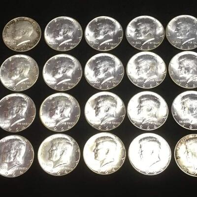 20 uncirculated 1964 kennedy half dollars. Reserve set