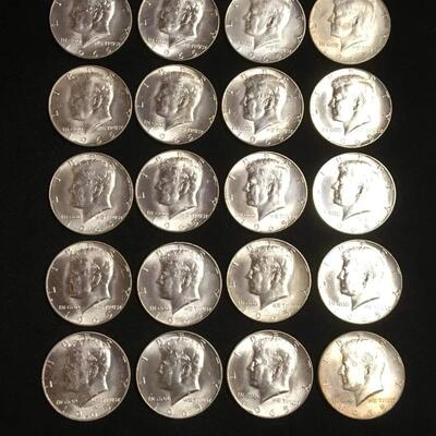 20 uncirculated 1965  40 % silver Kennedy half dollars