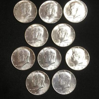 10 uncirculated 1964 kennedy reserve set  half dollars