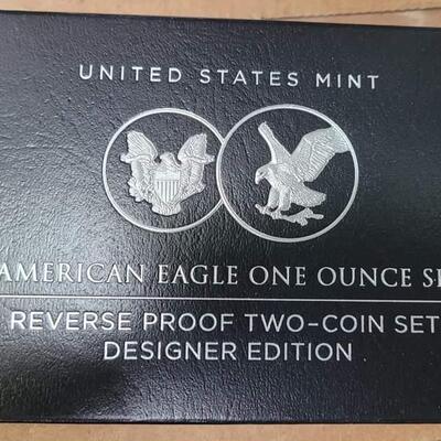 2021 reverse proof 2 coin american silver eagle set .Reserve set