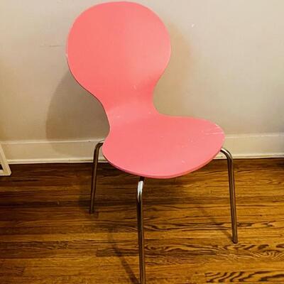 Lot 76 Hot Pink Mid Century Modern Style Chair w/Chrome Legs