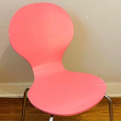 Lot 76 Hot Pink Mid Century Modern Style Chair w/Chrome Legs