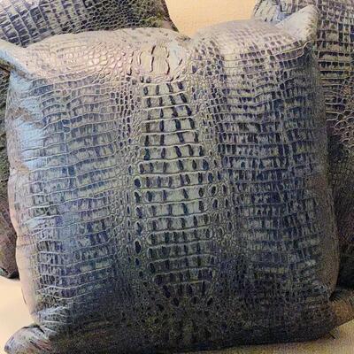 Lot 95 Group 3 Faux Leather Throw Pillows Blue 18