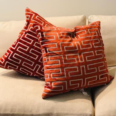 Lot 96 Pair Rust Decorator Throw Pillows Geometric Pattern 22