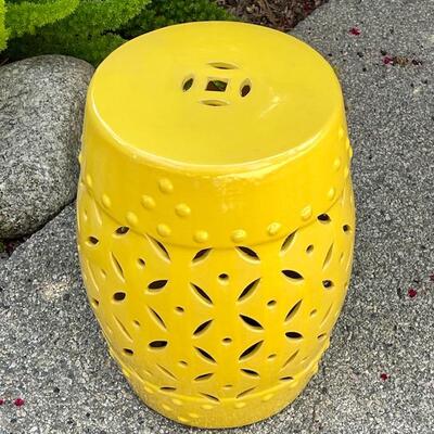 Lot 98 Asian Style Ceramic Garden Bench Yellow Pierced