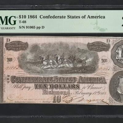 1864 Confederate  States 10 $. Reserve set