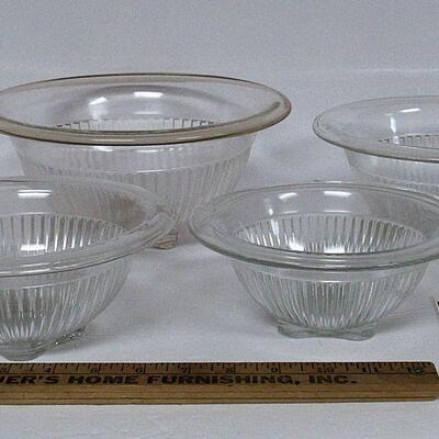 Set of 4 Clear Federal Glass Mixing Bowls