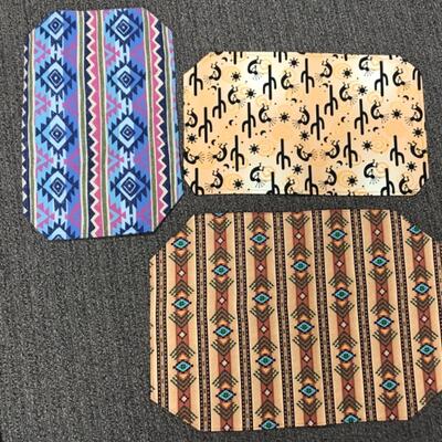 3 sets of homemade cloth placemats Southwest pattern designs