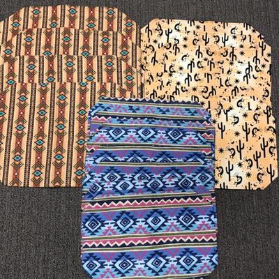 3 sets of homemade cloth placemats Southwest pattern designs