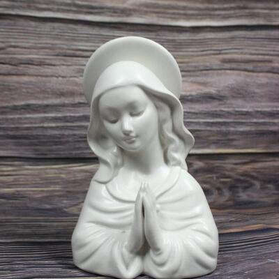 Vintage Religious Figurine Ceramic Virgin Mary Bust