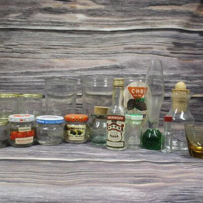 Vintage Glass Jars Bottles and Cups