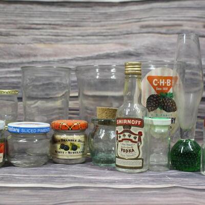 Vintage Glass Jars Bottles and Cups
