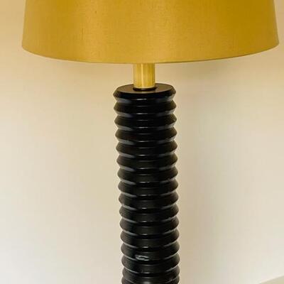 Lot 107 Modern Contemporary Floor Spindle Lamp   Beige Silk Shade 60