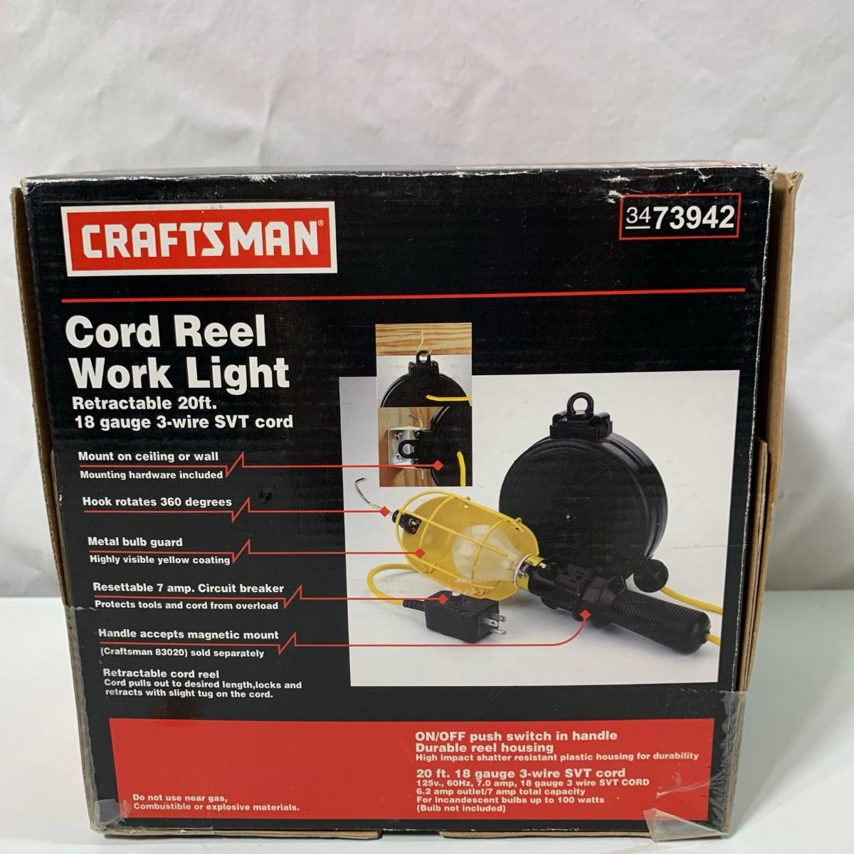 #71 Craftsman Cord Reel Work Light 20' Retractable | EstateSales.org