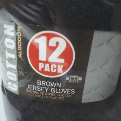 #102 24 Pack Large Brown Jersey Gloves 2 - 12 packs