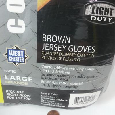 #102 24 Pack Large Brown Jersey Gloves 2 - 12 packs