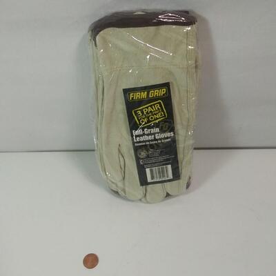 #103 3 Pair Firm Grip Full Grain Leather Gloves