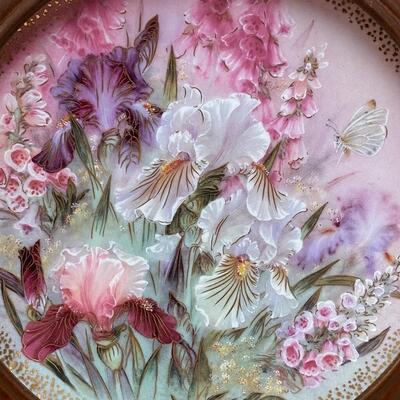 1991 Lena Liu Framed Collector Plate Iris Quartet Symphony of Shimmering Beauty