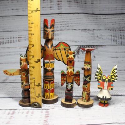 Vintage Souvenir Small Mini Totem Carvings Figurines