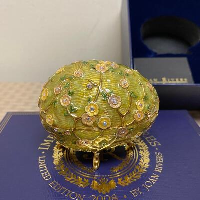 Imperial Treasures Joan Rivers Jeweled Egg Trinket Box with Necklace