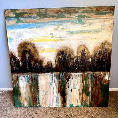 Lot 131  Modern Acrylic Painting on Canvas w/Applied Texture Abstract Landscape