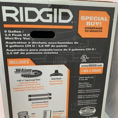 #35 Ridgid 9 Gallon 3.5 HP Wet / Dry Vac
