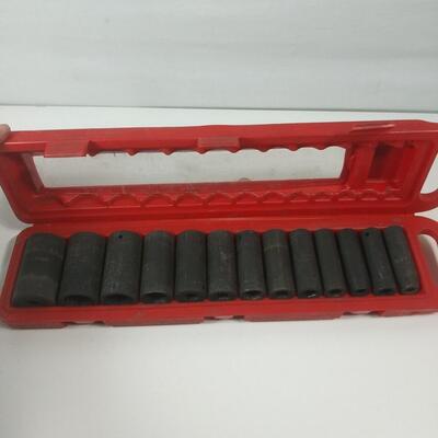 #38 Pittsburg 13 pc Deep 1/2" Impact Metric Socket Set