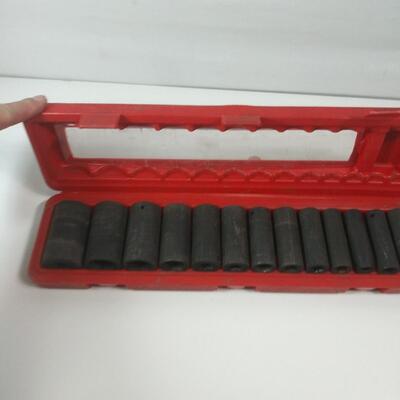 #38 Pittsburg 13 pc Deep 1/2" Impact Metric Socket Set