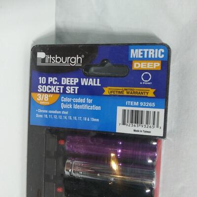 #74 10-pc 3/8" Deep Wall Metric Socket Set
