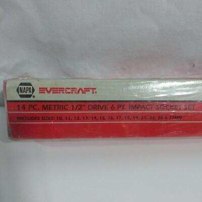 #75 Napa Evercraft 14 pc Metric 1/2" Drive Impact Socket Set