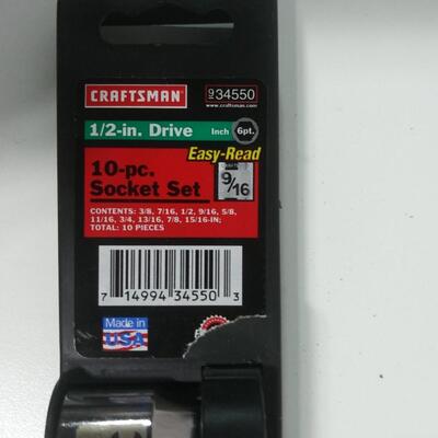 #82 Craftsman 1/2" drive 10pc SAE Socket Set