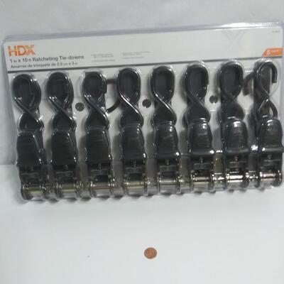 #105 8 Pack 1"x10' Ratcheting Tie-Downs