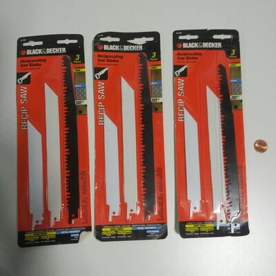 #164 Black & Decker 3 - 3pc Reciprocating Saw Blades (9 total)