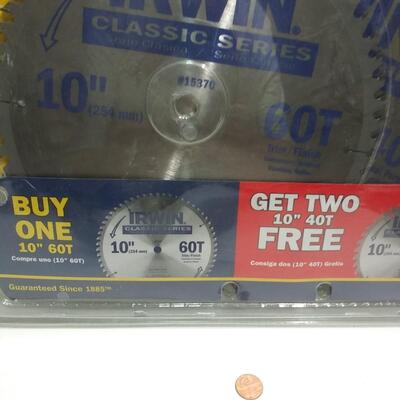 #174 Irwin Classic Series 10" Saw Blades 60T, 40T, 40T