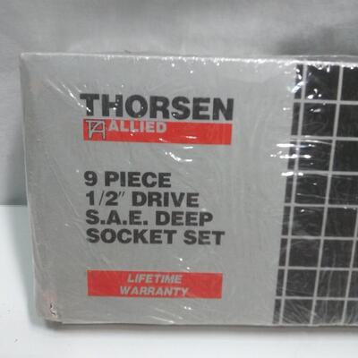 #182 Thorsen 9 Piece 1/2 Drive SAE Deep Socket Set