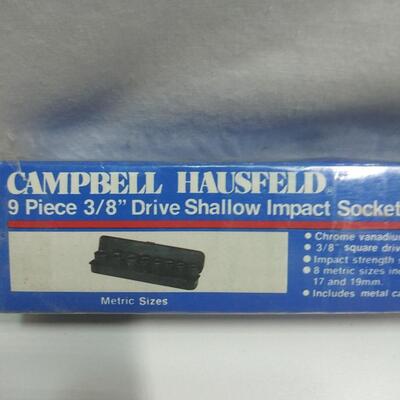 #183 Campbell Hausfeld 9 piece 3/8" Drive Metric Shallow Impact Socket Set
