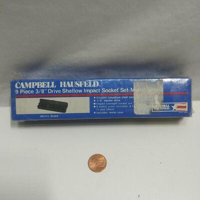 #183 Campbell Hausfeld 9 piece 3/8" Drive Metric Shallow Impact Socket Set