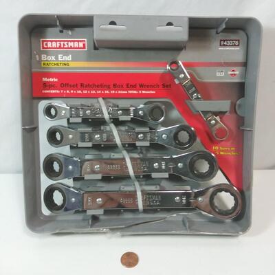 #219 Craftsman Metric 5pc Offset Ratcheting Box End Wrench Set