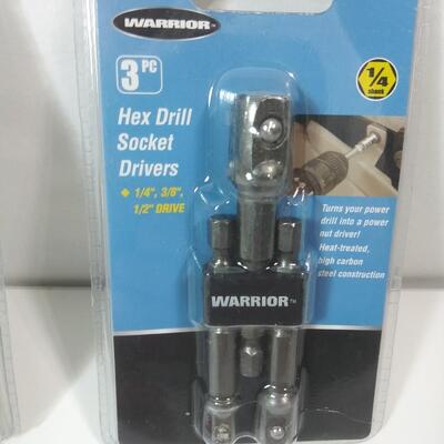 #294 2 - 1/4" Drive 3pc Hex Drill Socket Drivers