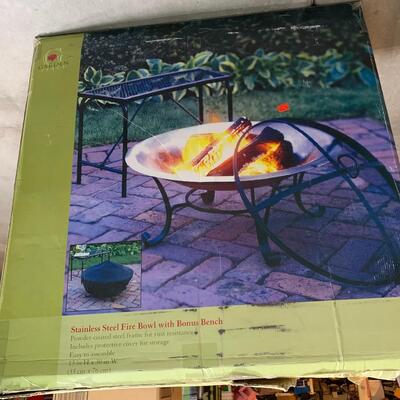 #439 Garden Place Stainless Steel Fire Bowl with Bench
