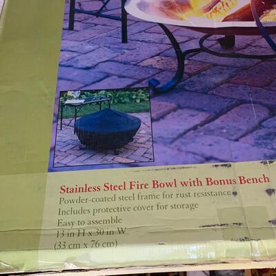 #439 Garden Place Stainless Steel Fire Bowl with Bench
