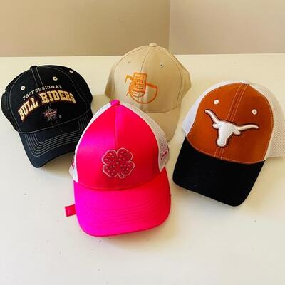 Lot 143 Group 4 Baseball Caps Pink Clover Bull Rider Texas College Khaki West Palm Events.