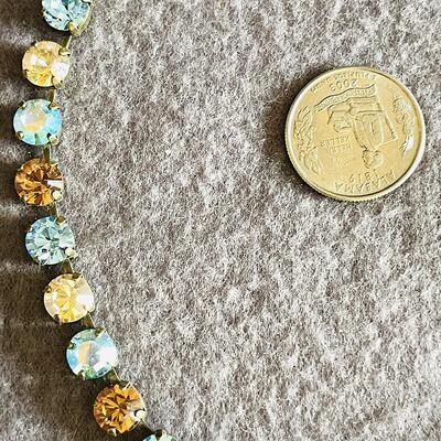 Lot 156 Rhinestone Choker Necklace Prong Set Blue Amber Clear stones