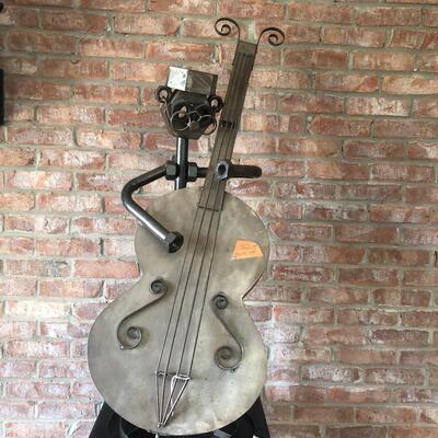 Hinz and Kunst Huge Metal Sculpted Musician with Base! Total height over 6ft!
