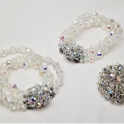 Lot #102  Vintage Aurora Borealis Crystal Lot - 2 bracelets/brooch