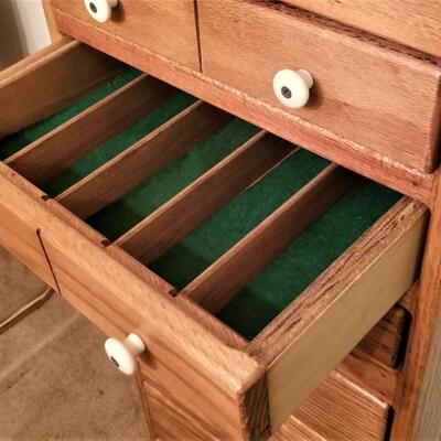 Lot #105  Solid Oak Chest - 7 Drawers