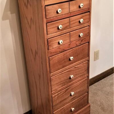 Lot #105  Solid Oak Chest - 7 Drawers